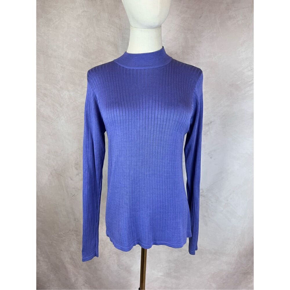 Vintage 90s Purple Pure Silk Ribbed Top Bill Blass